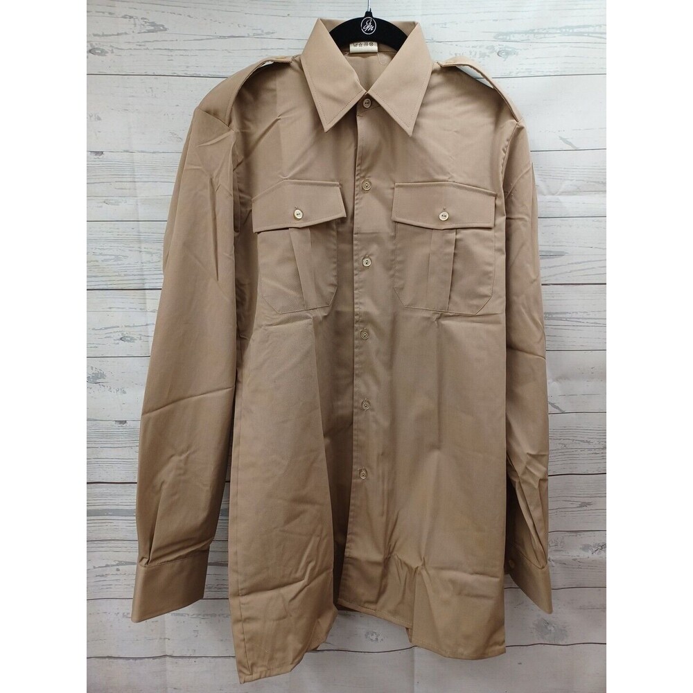 PRETA ABL SAE 849121 Military Shirt Beige Epaulets Sz 37 Small
